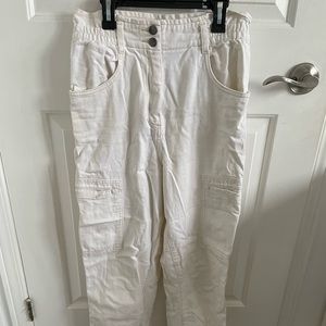 White High Wasted Cargo Pants